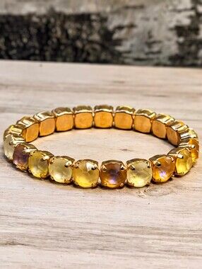Ginger & Lemon Premium Crystals On Stretchy Bracelet Gold Plated